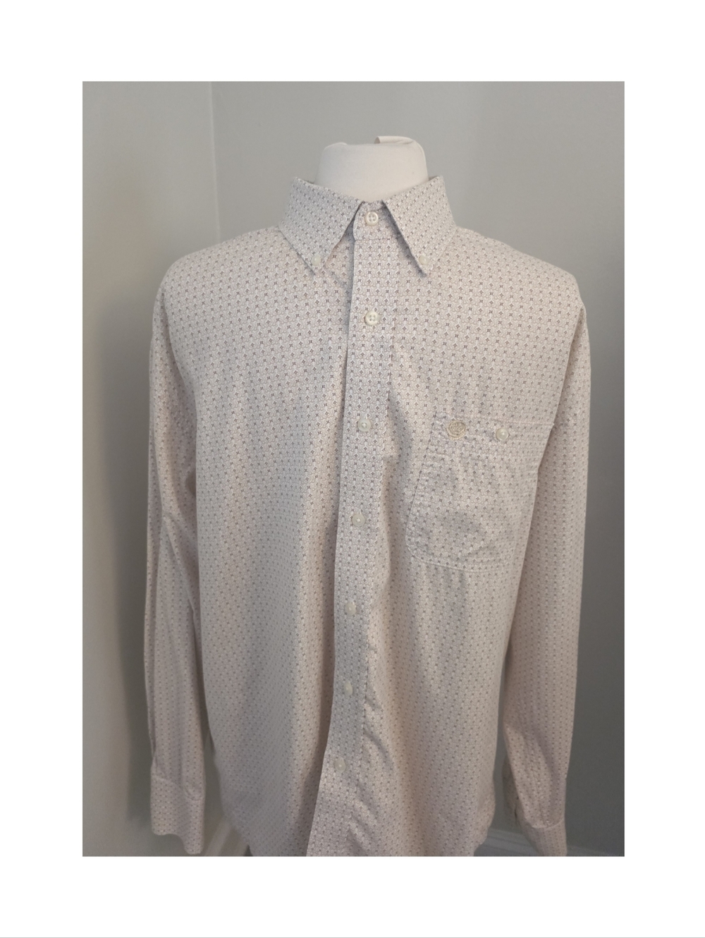 Wrangler George Strait Collection Western Button‑Down Shirt Large Beige Pattern